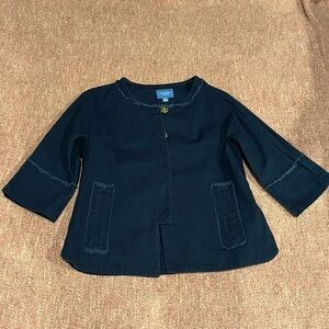 Blue Vera Wang 3/4 Sleeves Twill Jacket